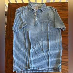 Faherty Polo Indigo Dyed Blue Striped Shirt Men's M SS Pullover Cotton**